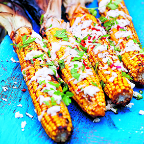 Grilled Mexican Corn with Mozzarella and Cilantro 282